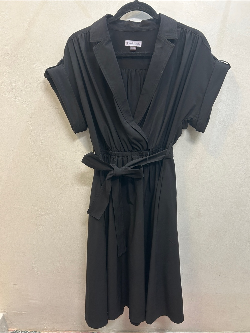 Calvin Klein Black Wrap-Style work Dress size 8